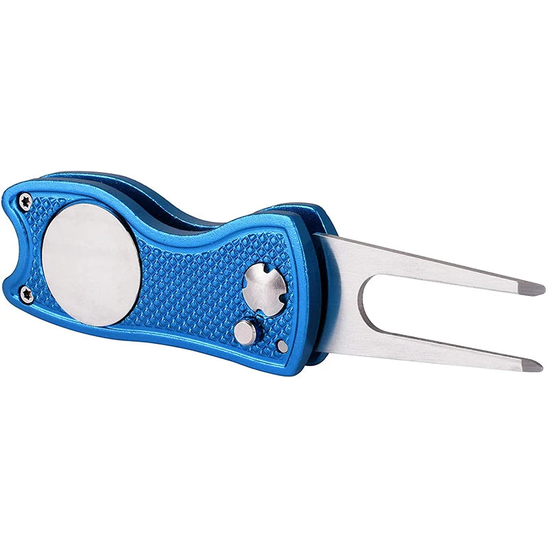 New Metal Foldable Golf Divot Repair Tool with Magnetic Ball Marker and Pop-up Button Green Tool Accessories Gift For Golfer