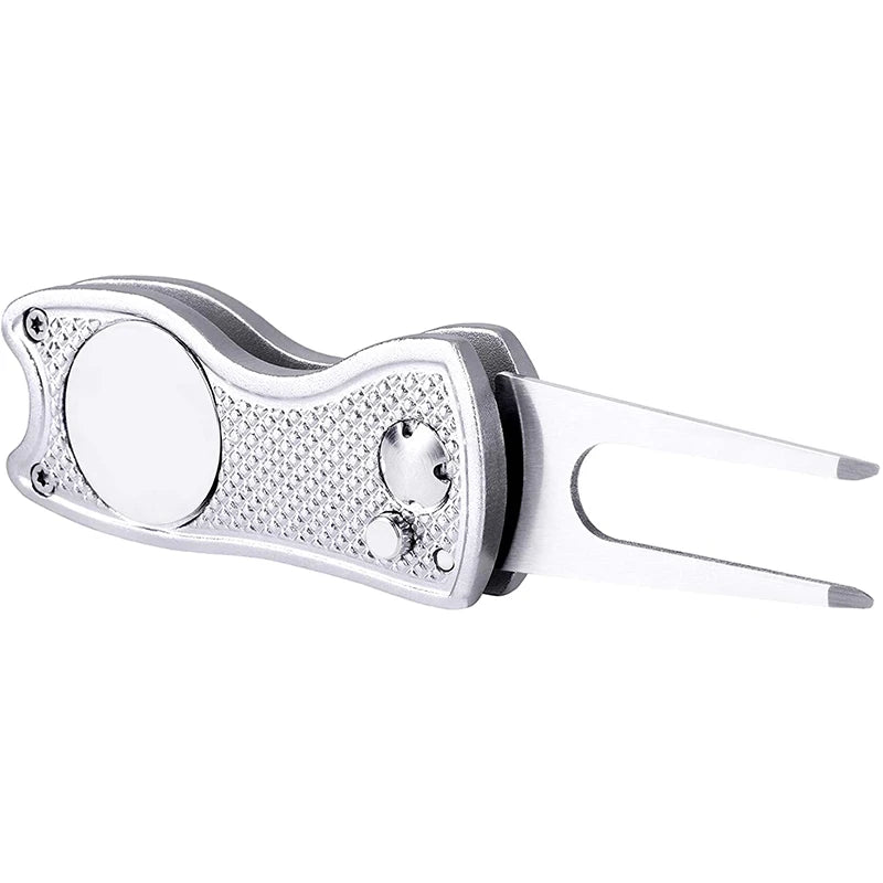 New Metal Foldable Golf Divot Repair Tool with Magnetic Ball Marker and Pop-up Button Green Tool Accessories Gift For Golfer